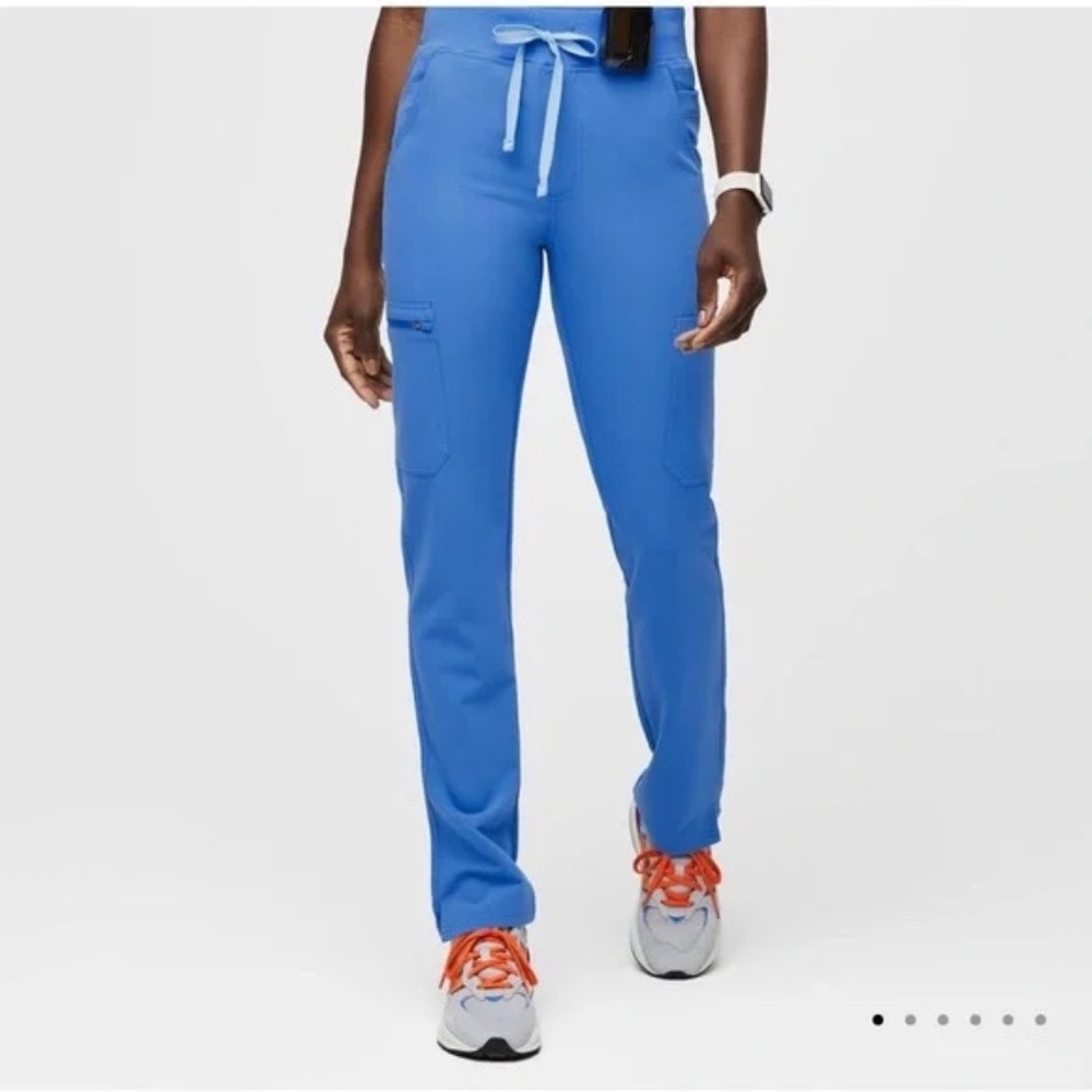 Wear FIGS - High Waisted Yola Skinny Scrub Pants - Capri Blue - Small Tall
